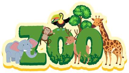 Word design for zoo with wild animals