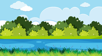 Obraz premium Background scene with river and grass