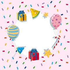 Border template with balloons and party elements