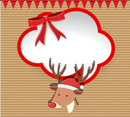 Border template with red ribbon and reindeer