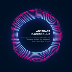 Radial abstract background with a colored dynamic waves, lines and particles. Vector illustration.