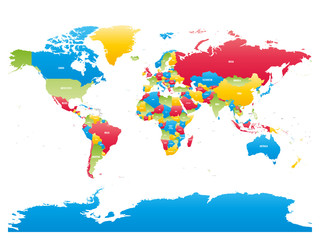 Fototapeta na wymiar Colorful high detailed map of World. Vector illustration.