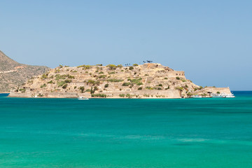 Naklejka na ściany i meble Mirabello Bay view with Spinalonga island on Crete, Greece