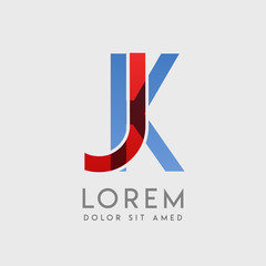 JK logo letters with "blue and red" gradation