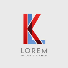 KL logo letters with "blue and red" gradation