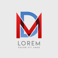 MD logo letters with "blue and red" gradation