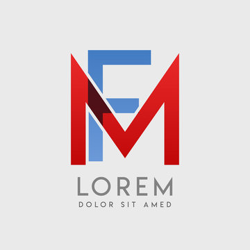 MF logo letters with "blue and red" gradation