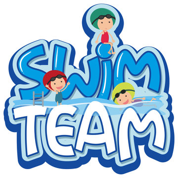 Font design for word swim team with three swimmers