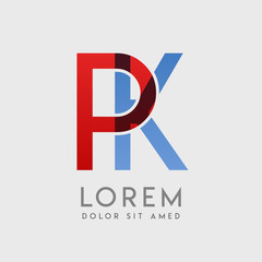 PK logo letters with "blue and red" gradation
