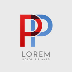 PP logo letters with "blue and red" gradation