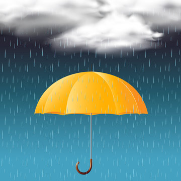 Yellow umbrella and rainy season
