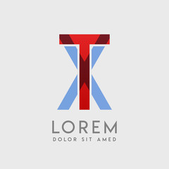 TX logo letters with "blue and red" gradation