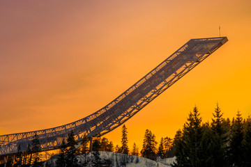 Holmenkollen Ski Jump Hill in Oslo, Norway - obrazy, fototapety, plakaty