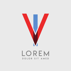 VI logo letters with "blue and red" gradation