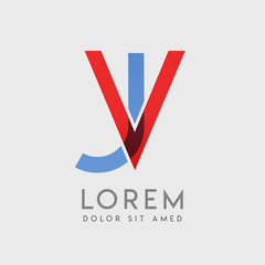 VJ logo letters with "blue and red" gradation