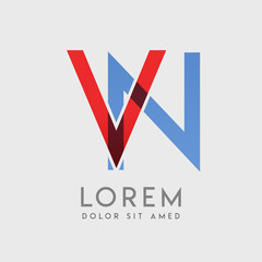 VN logo letters with "blue and red" gradation
