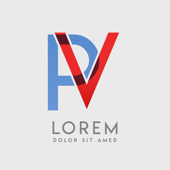 VP logo letters with "blue and red" gradation