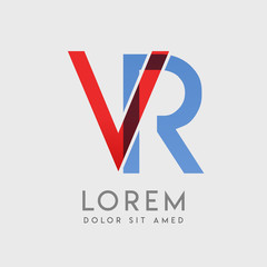 VR logo letters with "blue and red" gradation