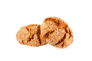 turkish cookies with sesame isolated on white background