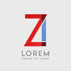 ZI logo letters with "blue and red" gradation