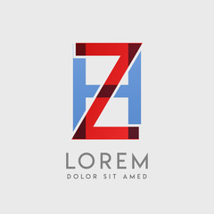 ZH logo letters with "blue and red" gradation