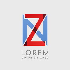 ZN logo letters with "blue and red" gradation