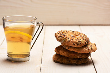 Traditional snack for tea time. Cookie made of oatmeal