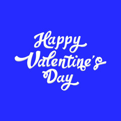 Happy Valentine's Day. Lettering on a blue background. Vector paper art.