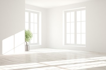 Fototapeta premium White empty room. Scandinavian interior design. 3D illustration