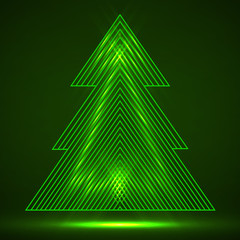 Fototapeta premium Abstract christmas tree of lines. Vector illustration. Eps 10