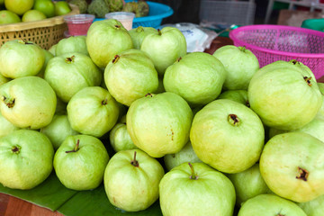 Green apple fruits on the local market in Thailand