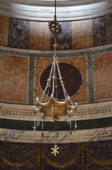 fountain, church, water, architecture, building, sky, metal, wall, light