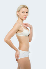 Obraz premium Snap Blonde Woman in white underwear
