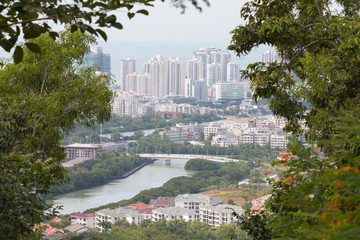 View of Sanya City in China from Linchunling Forest Park