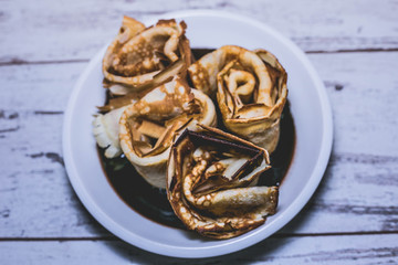  Pancakes with tea and coffee