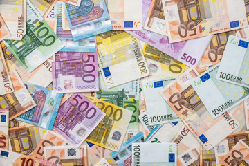 background of all euro bills for dwsing - obrazy, fototapety, plakaty