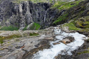 view of waterfalls troll road Trollstigen