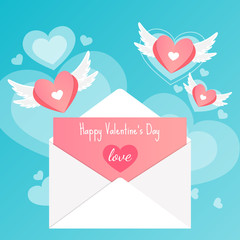 Fototapeta na wymiar happy valentine's day,letter love card heart wings background vector
