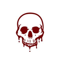 Red color cartoon skull vector illustration