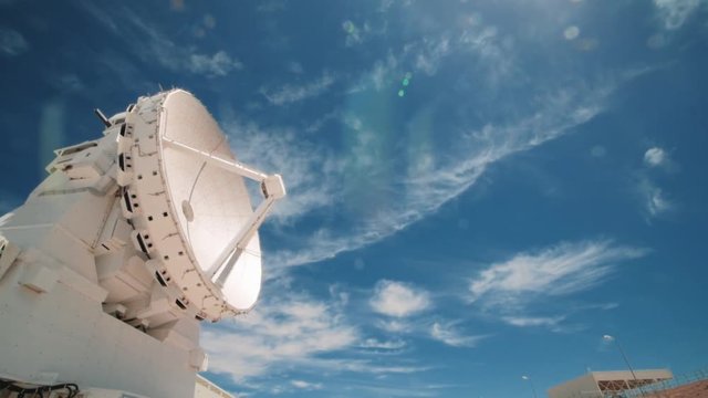 SAN PEDRO DE ATACAMA, CHILE - DECEMBER 3th 2017: Radio telescope antenna in maintenance at the ALMA control center, during a free visit to the ALMA building.