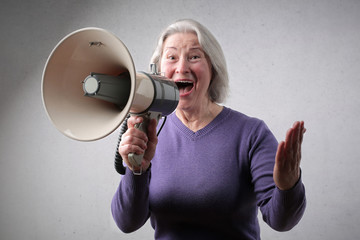 Enthusiast talking in a megaphone