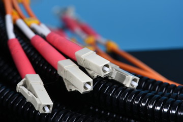 Fiber optic cables close-up