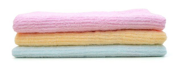 colorful towels isolated on white