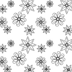 seamless pattern flower natural decoration vector illustration outline