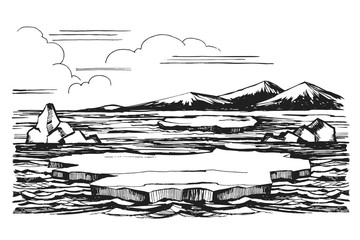 Iceberg sketch hand-drawn cartoon