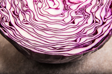 Red Cabbage cross section close-up detail