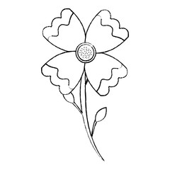 flower with stem  icon image vector illustration design  black sk