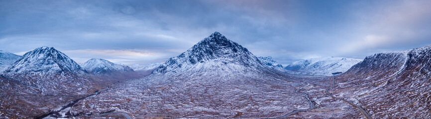 landscape view of scotland and buchaille etive more near glen coe in the highlands of scotland in...