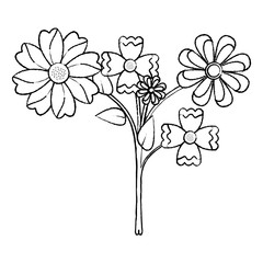 flower bouquet icon image vector illustration design  black sk
