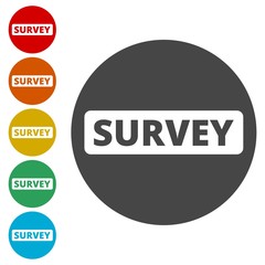 Survey sign, Survey traffic sign, Survey icon 